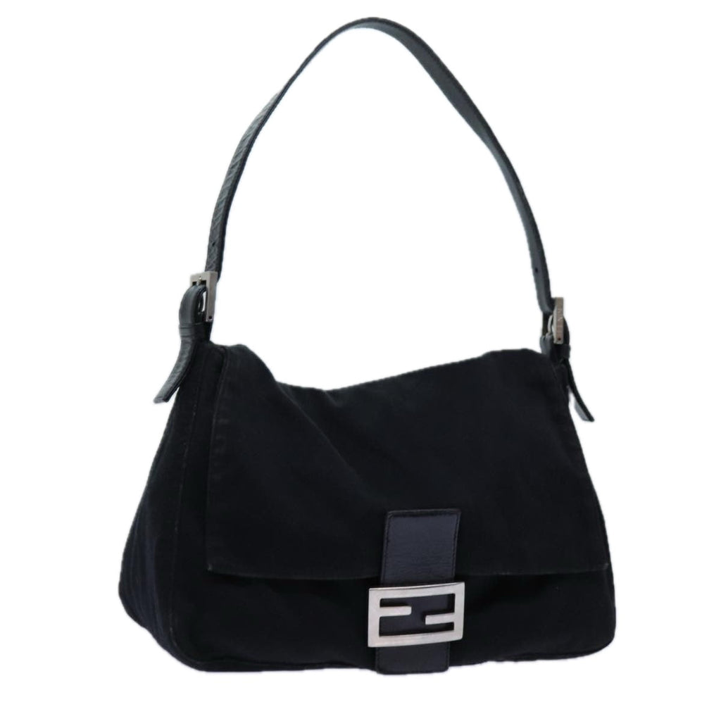 FENDI Mamma Baguette Shoulder Bag Nylon Blackyk11760