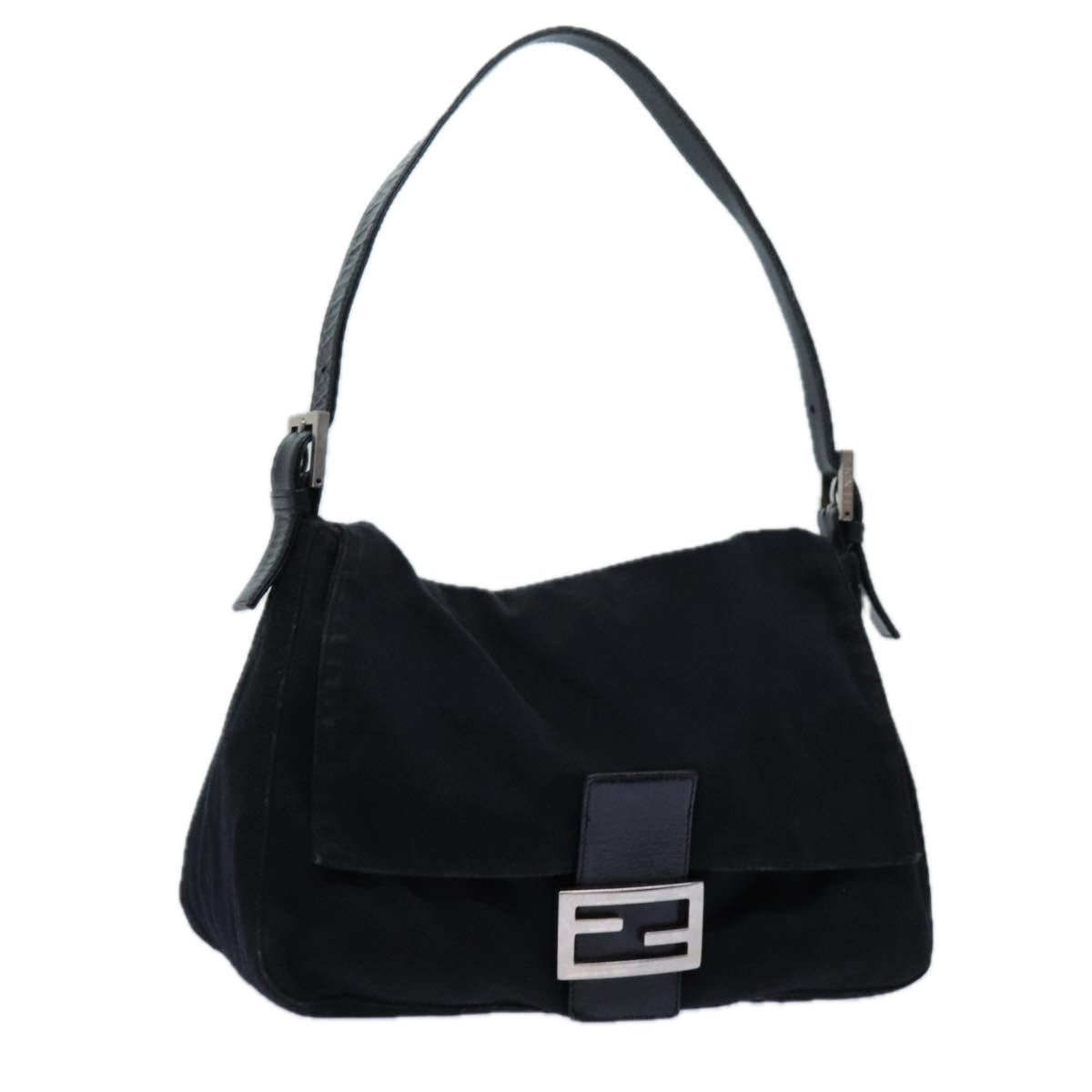 FENDI Mamma Baguette Shoulder Bag Nylon Blackyk11760