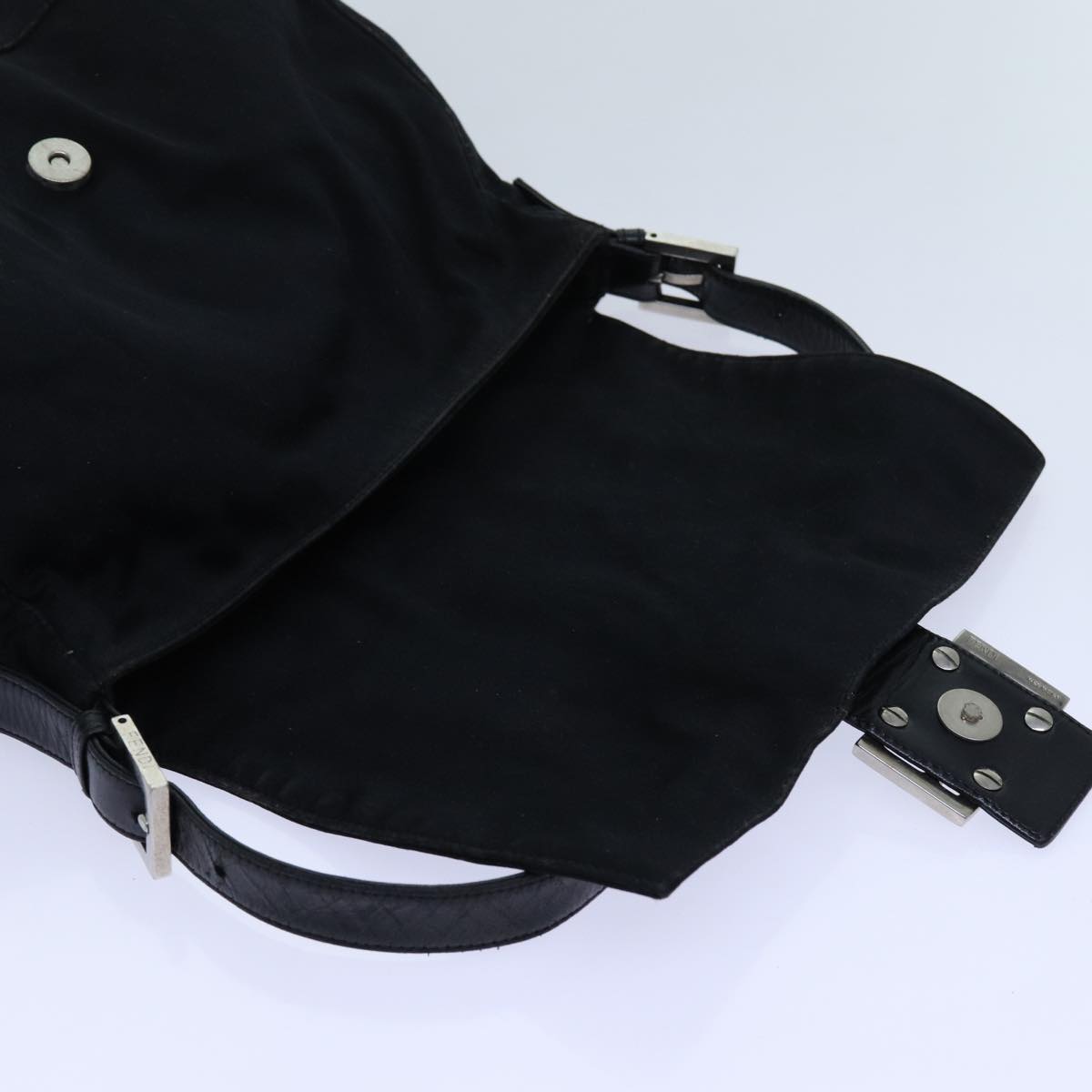 FENDI Mamma Baguette Shoulder Bag Nylon Blackyk11760