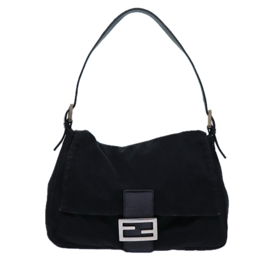 FENDI Mamma Baguette Shoulder Bag Nylon Blackyk11760