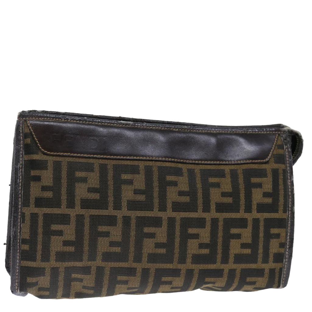 FENDI Zucca Canvas Clutch Bag Brownyk11782