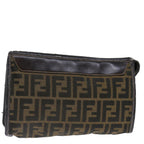 FENDI Zucca Canvas Clutch Bag Brownyk11782