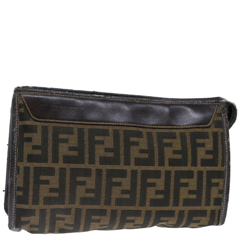 FENDI Zucca Canvas Clutch Bag Brownyk11782