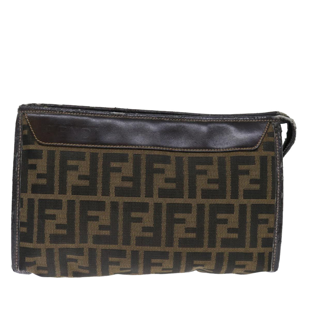 FENDI Zucca Canvas Clutch Bag Brownyk11782