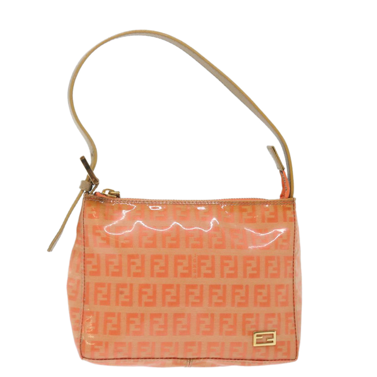 FENDI Zucchino Canvas Accessory Pouch Coated Canvas Orangeyk11786