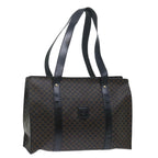 CELINE Macadam Canvas Shoulder Bag PVC Black Auth yk11787