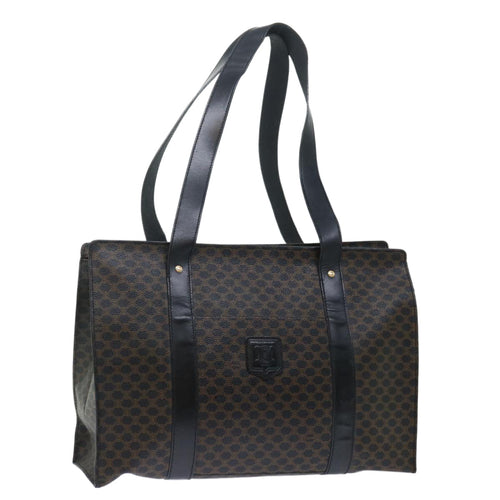 CELINE Macadam Canvas Shoulder Bag PVC Black Auth yk11787