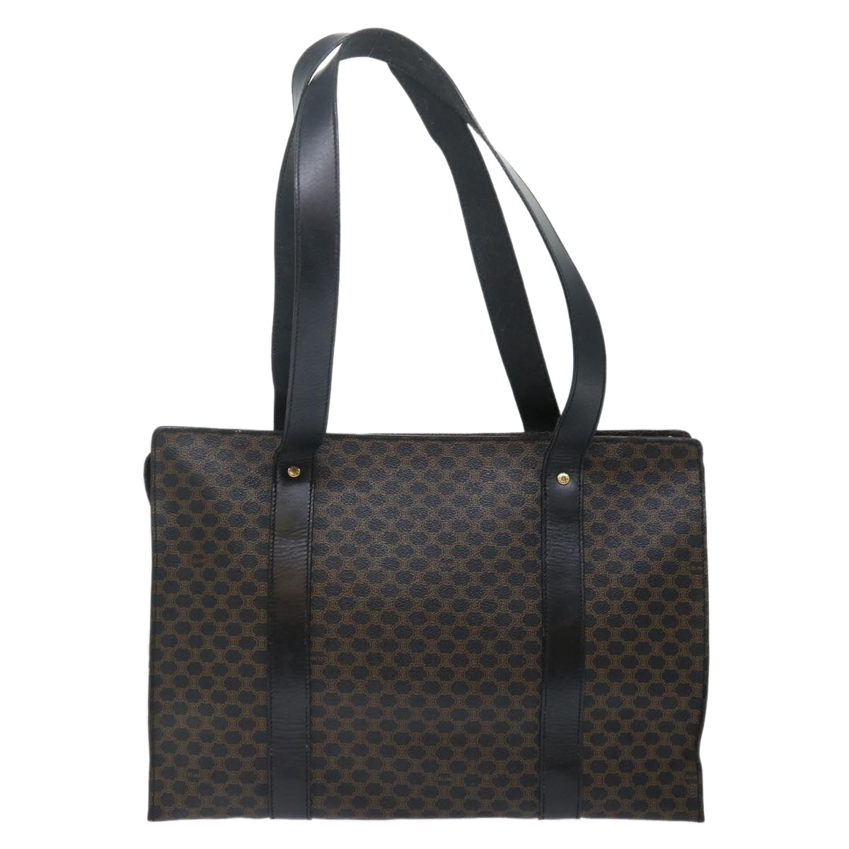 CELINE Macadam Canvas Shoulder Bag PVC Black Auth yk11787