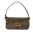 FENDI Zucchino Canvas Mamma Baguette Shoulder Bag Beigeyk11816