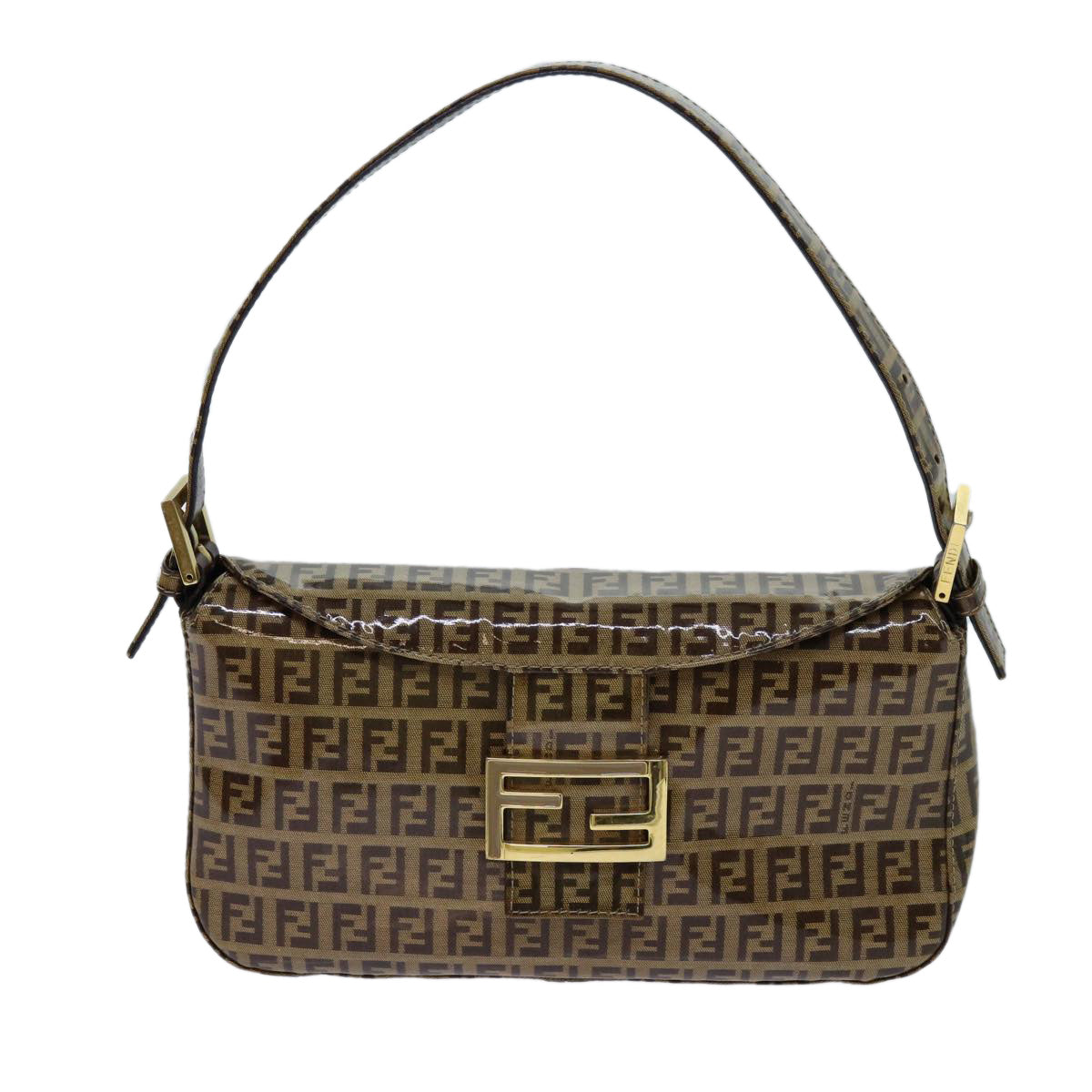 FENDI Zucchino Canvas Mamma Baguette Shoulder Bag Beigeyk11816