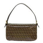 FENDI Zucchino Canvas Mamma Baguette Shoulder Bag Beigeyk11816