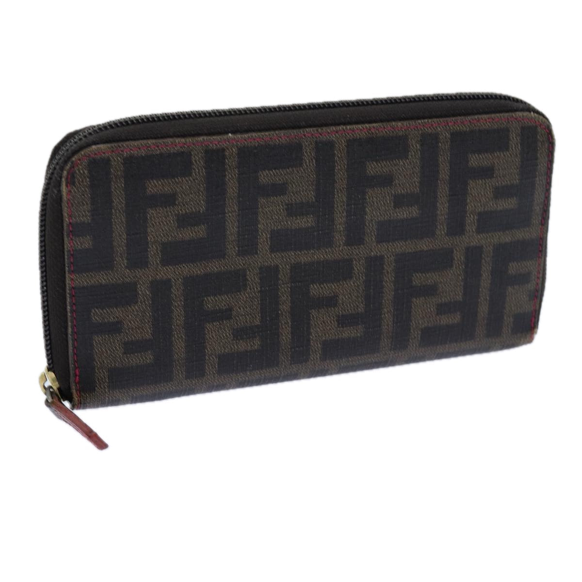 FENDI Zucca Canvas Long Wallet Black Brownyk11843