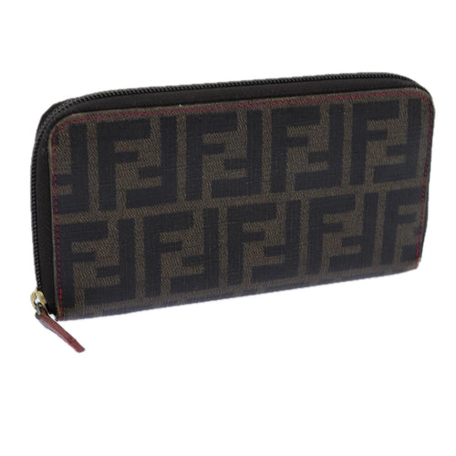 FENDI Zucca Canvas Long Wallet Black Brownyk11843