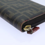 FENDI Zucca Canvas Long Wallet Black Brownyk11843