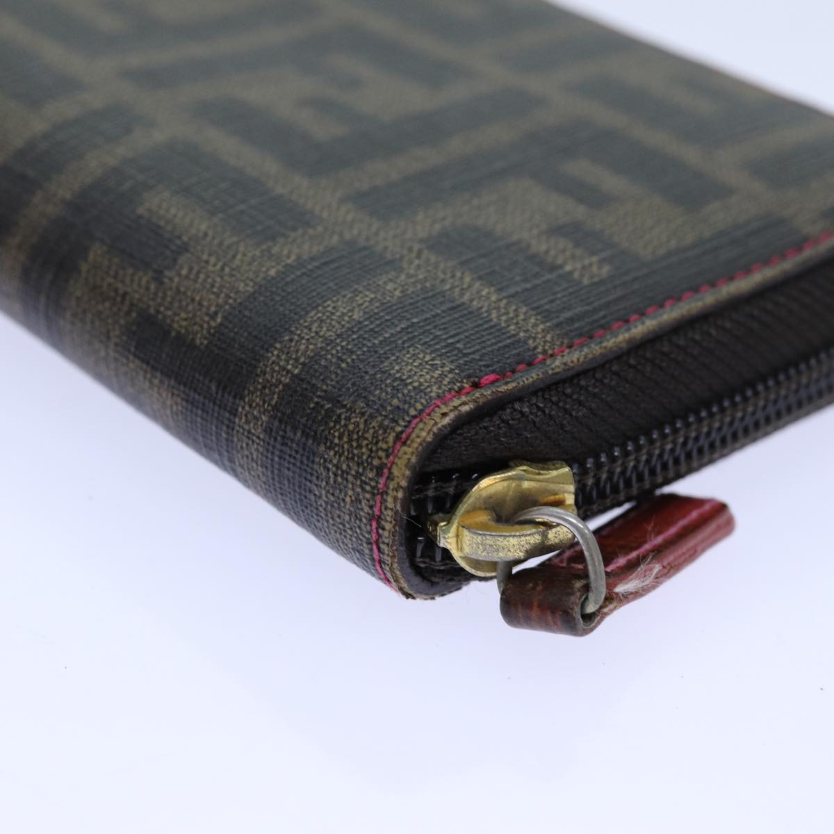 FENDI Zucca Canvas Long Wallet Black Brownyk11843