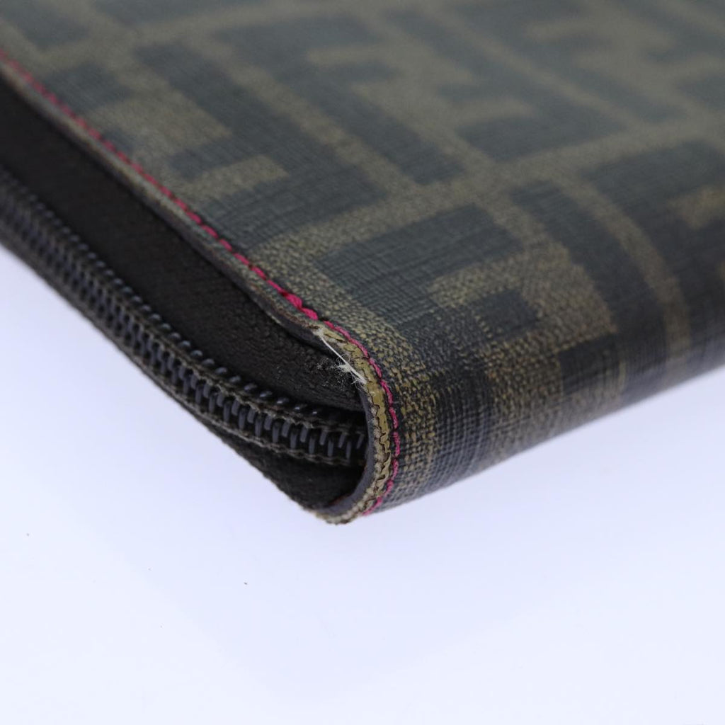 FENDI Zucca Canvas Long Wallet Black Brownyk11843