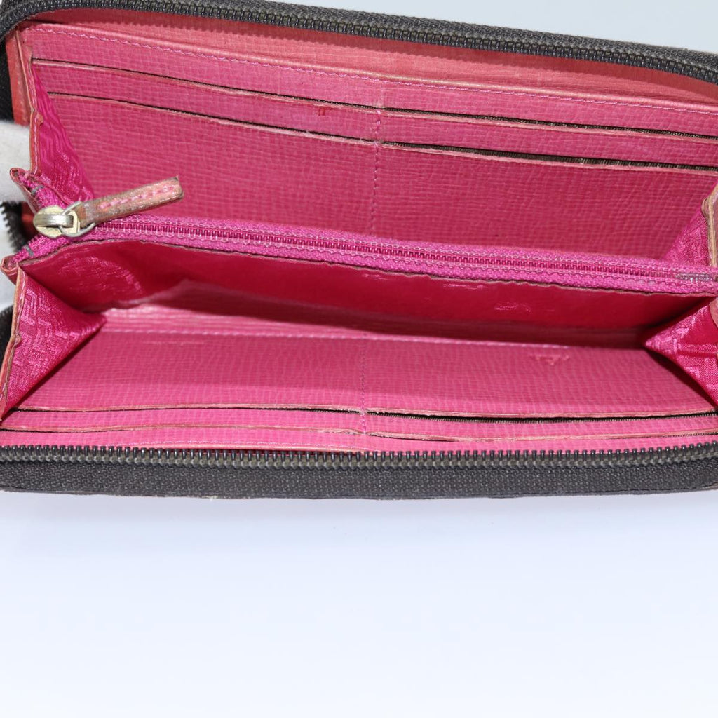 FENDI Zucca Canvas Long Wallet Black Brownyk11843