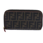 FENDI Zucca Canvas Long Wallet Black Brownyk11843