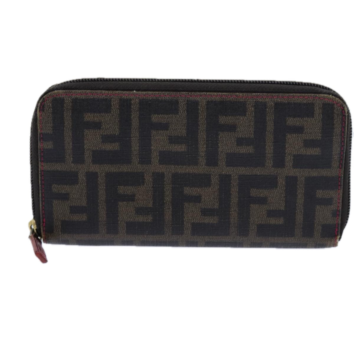 FENDI Zucca Canvas Long Wallet Black Brownyk11843