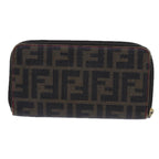 FENDI Zucca Canvas Long Wallet Black Brownyk11843