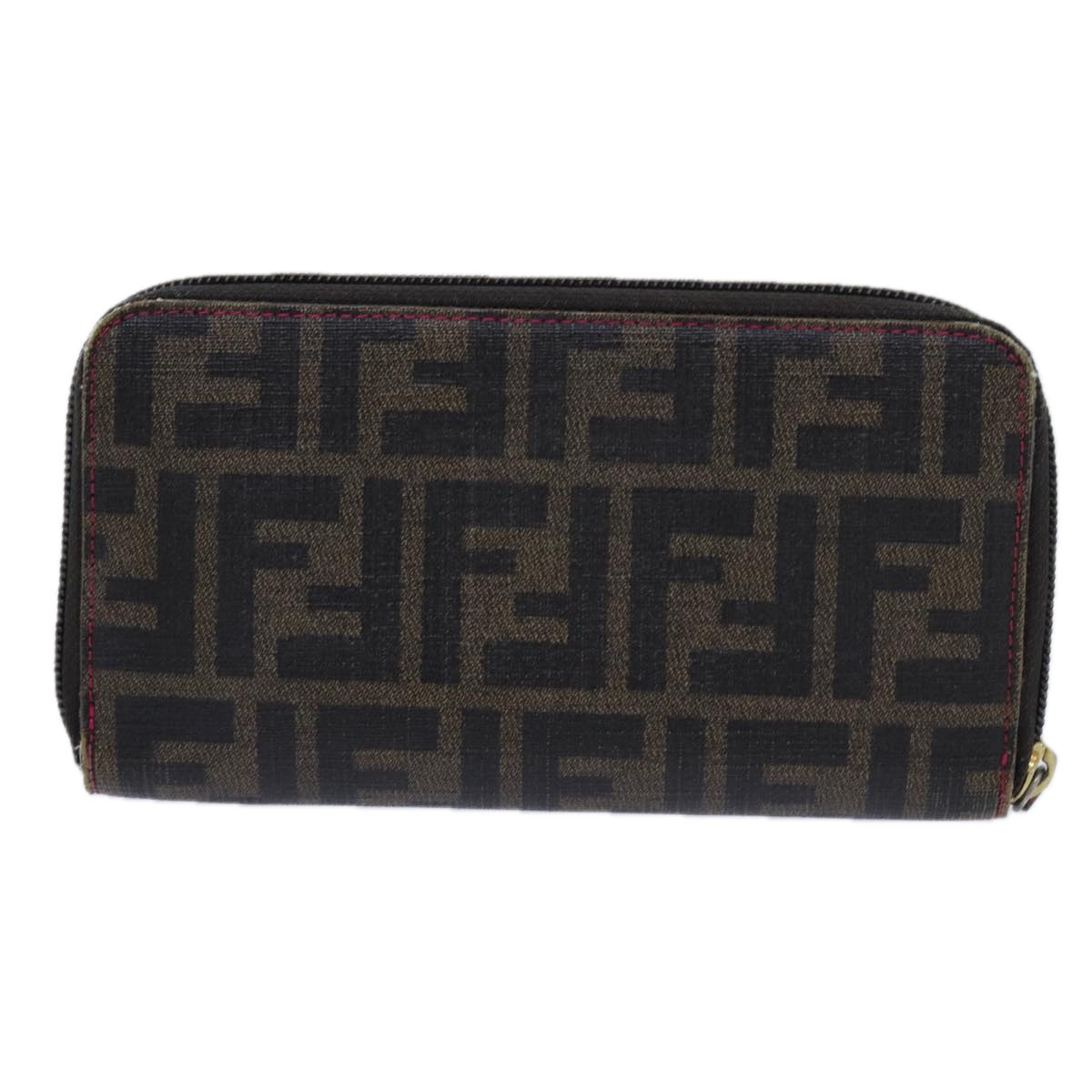 FENDI Zucca Canvas Long Wallet Black Brownyk11843