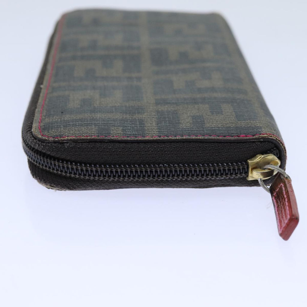FENDI Zucca Canvas Long Wallet Black Brownyk11843