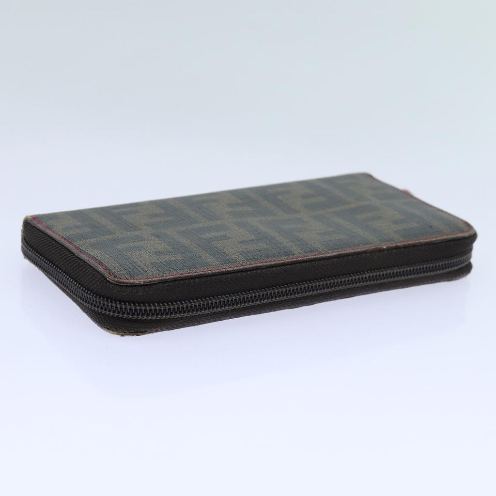 FENDI Zucca Canvas Long Wallet Black Brownyk11843