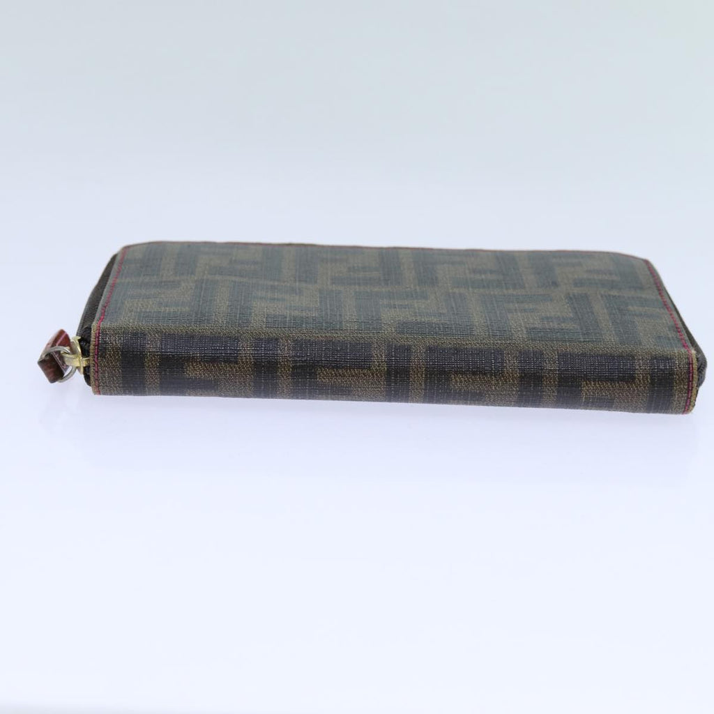 FENDI Zucca Canvas Long Wallet Black Brownyk11843