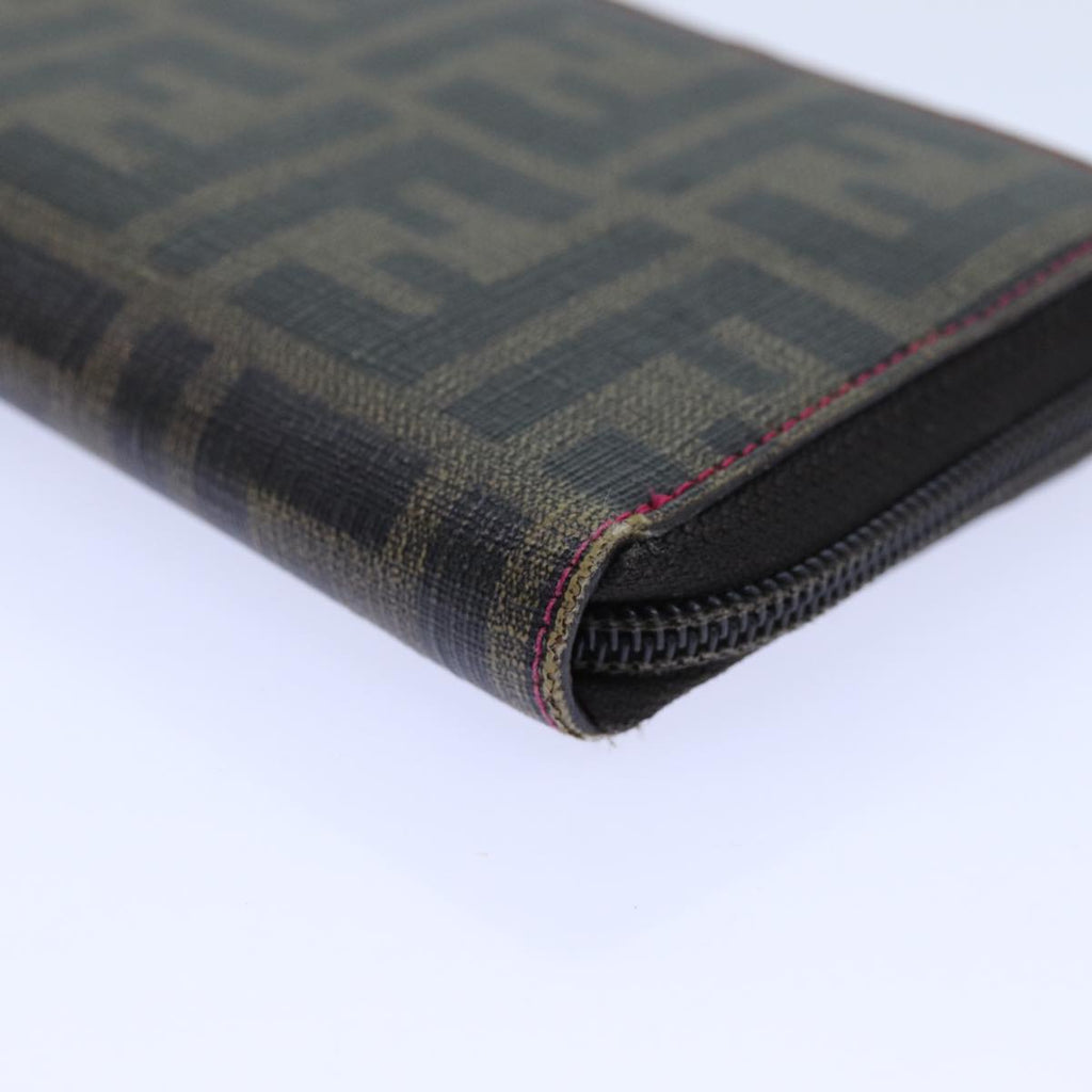 FENDI Zucca Canvas Long Wallet Black Brownyk11843