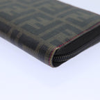 FENDI Zucca Canvas Long Wallet Black Brownyk11843