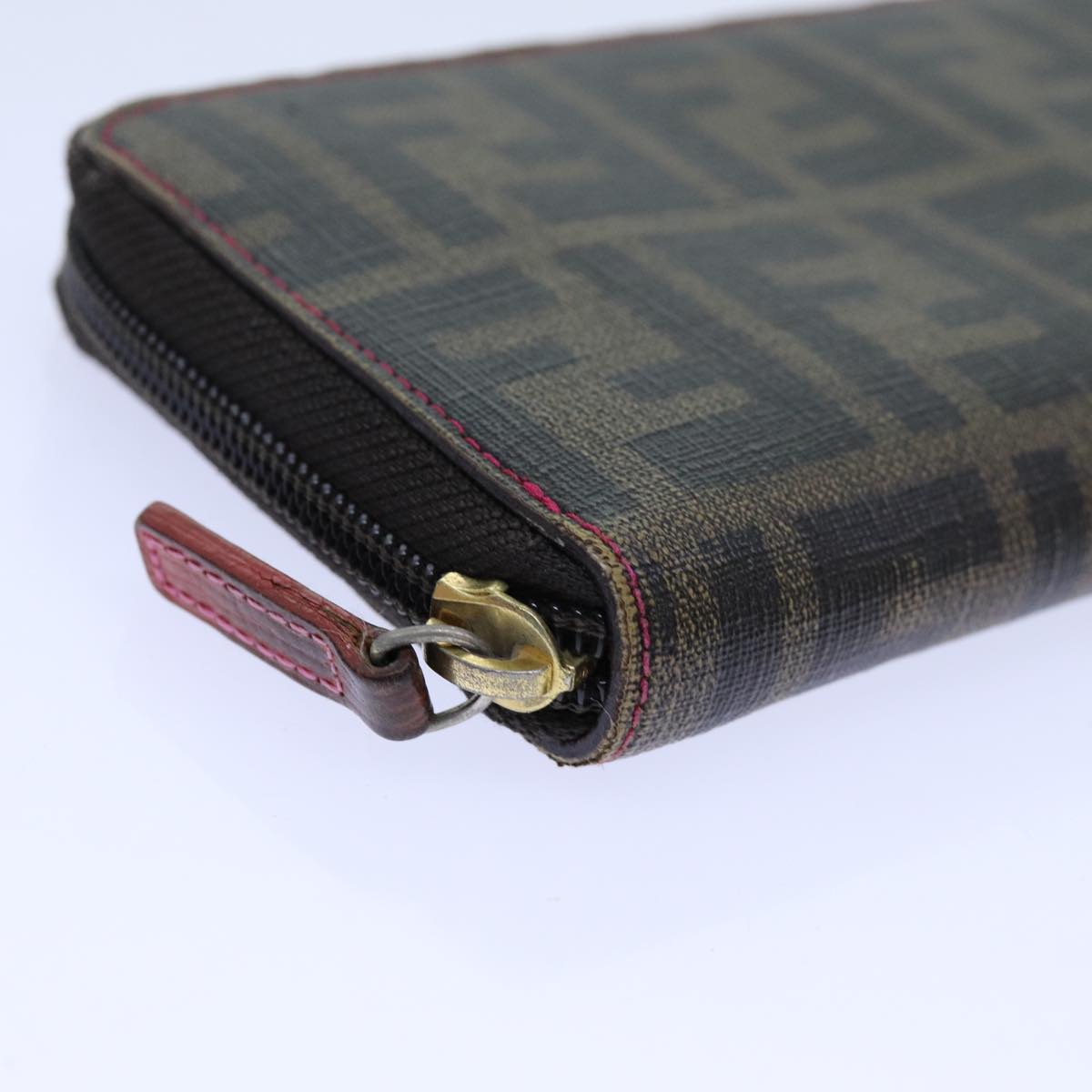FENDI Zucca Canvas Long Wallet Black Brownyk11843