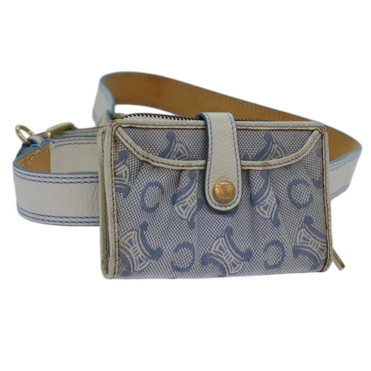 CELINE C Macadam Canvas Waist bag Blue 11883
