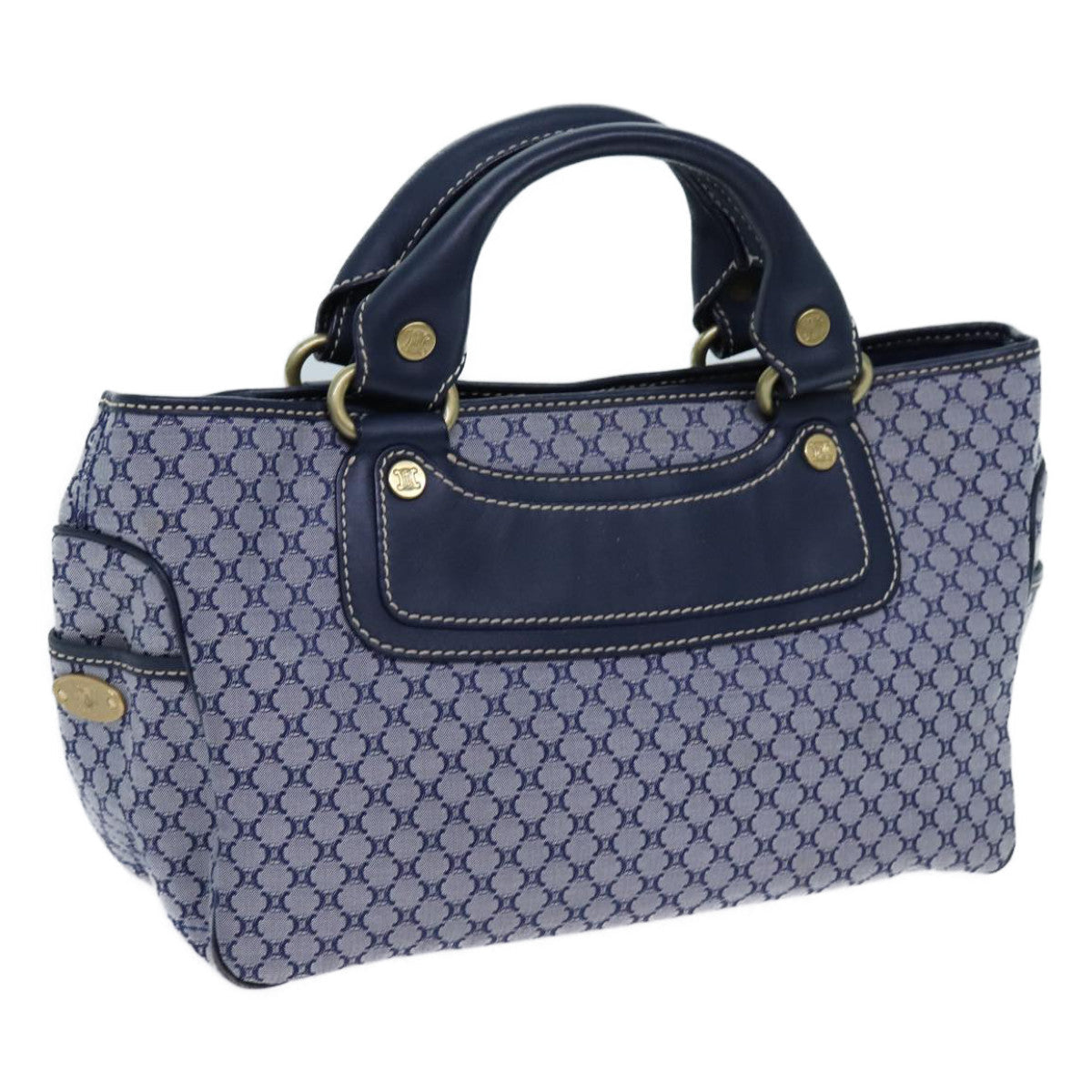 CELINE Macadam Canvas Boogie bag Hand Bag Navy 11950