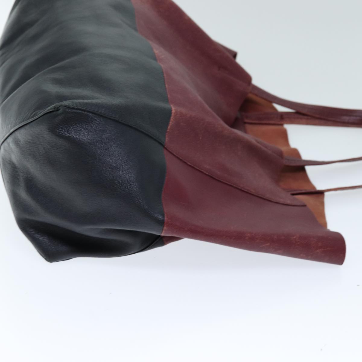 CELINE Horizontal Cabas Tote Bag Leather Red Black 11970