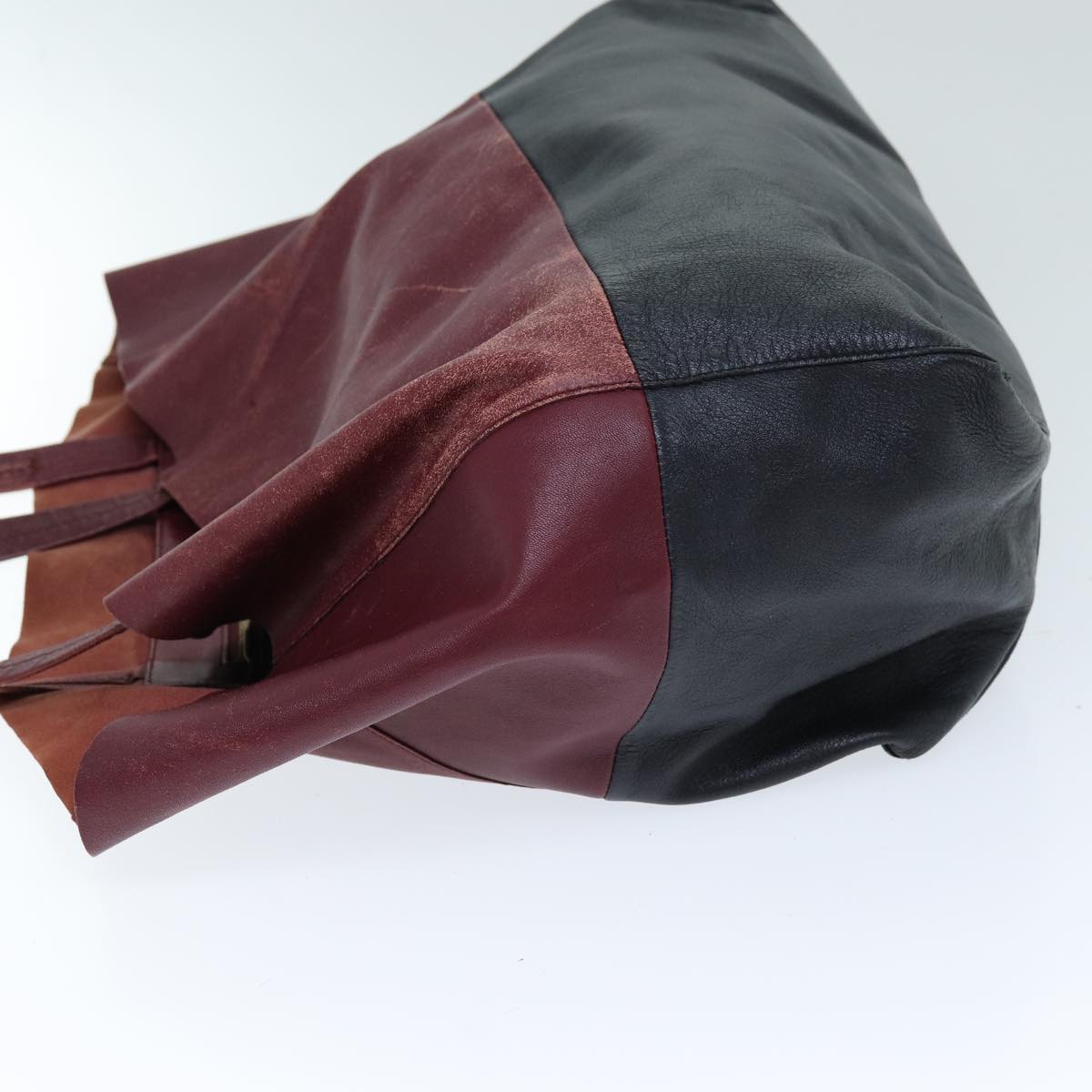 CELINE Horizontal Cabas Tote Bag Leather Red Black 11970