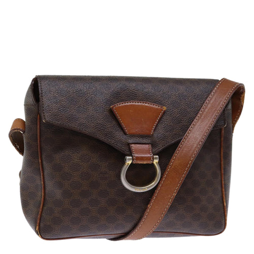 CELINE Macadam Canvas Shoulder Bag PVC Brown Auth yk11971