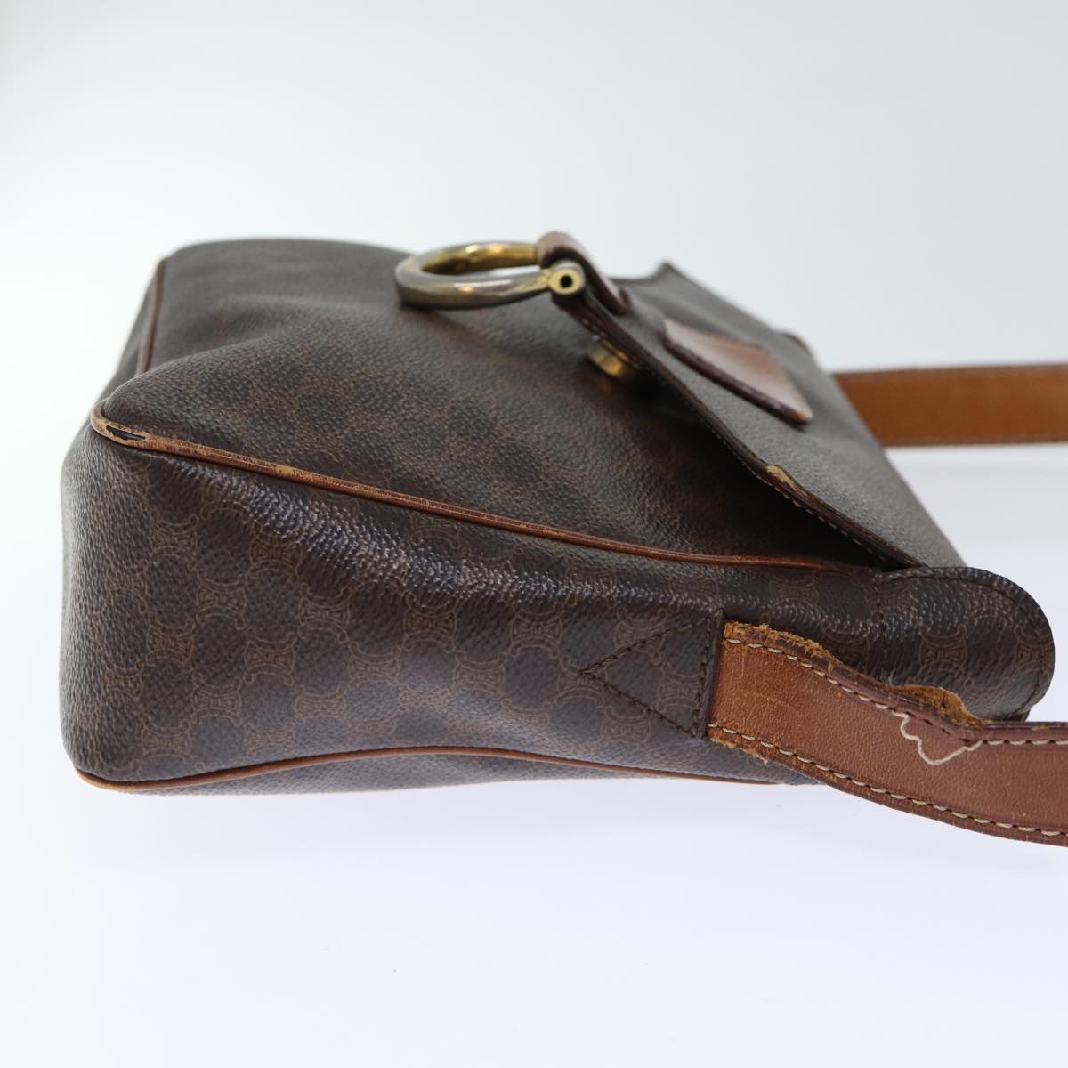 CELINE Macadam Canvas Shoulder Bag PVC Brown Auth yk11971