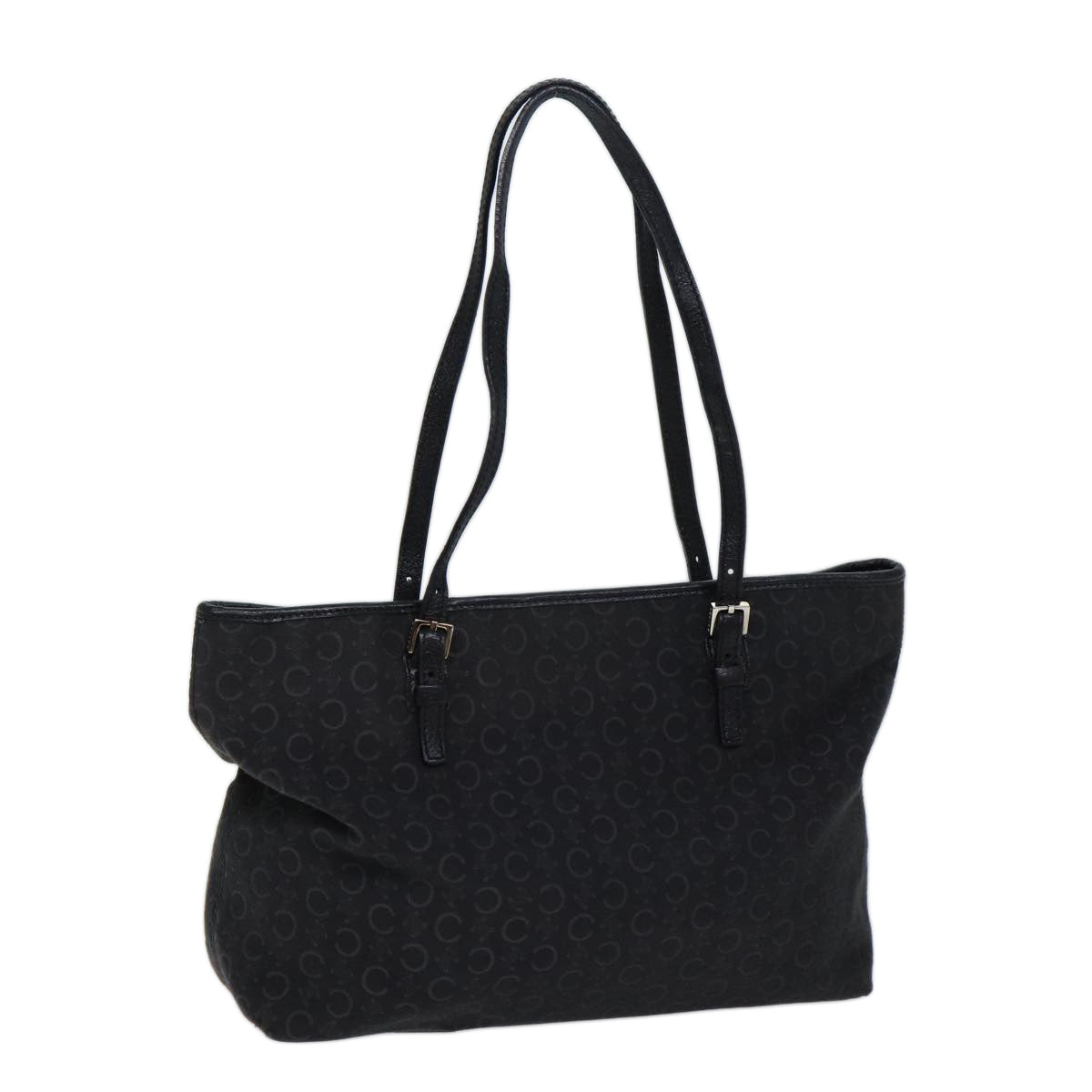 CELINE C Macadam Canvas Tote Bag Black 11974