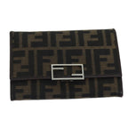 FENDI Zucca Canvas Wallet Black Brownyk12033