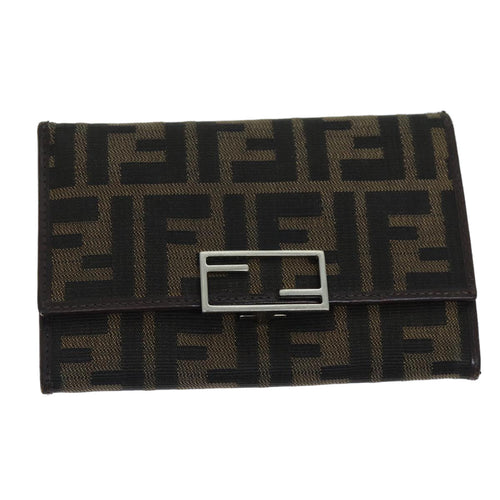 FENDI Zucca Canvas Wallet Black Brownyk12033