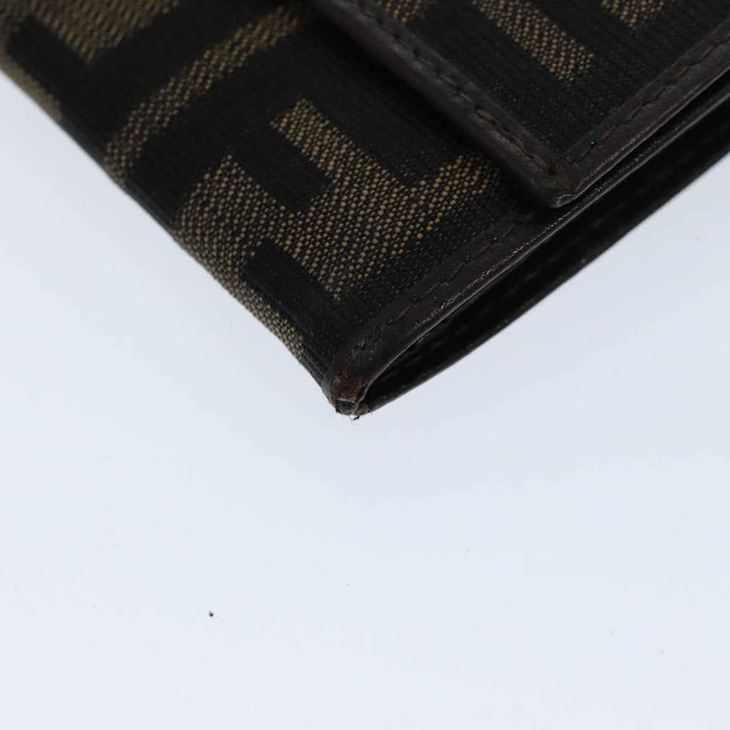FENDI Zucca Canvas Wallet Black Brownyk12033
