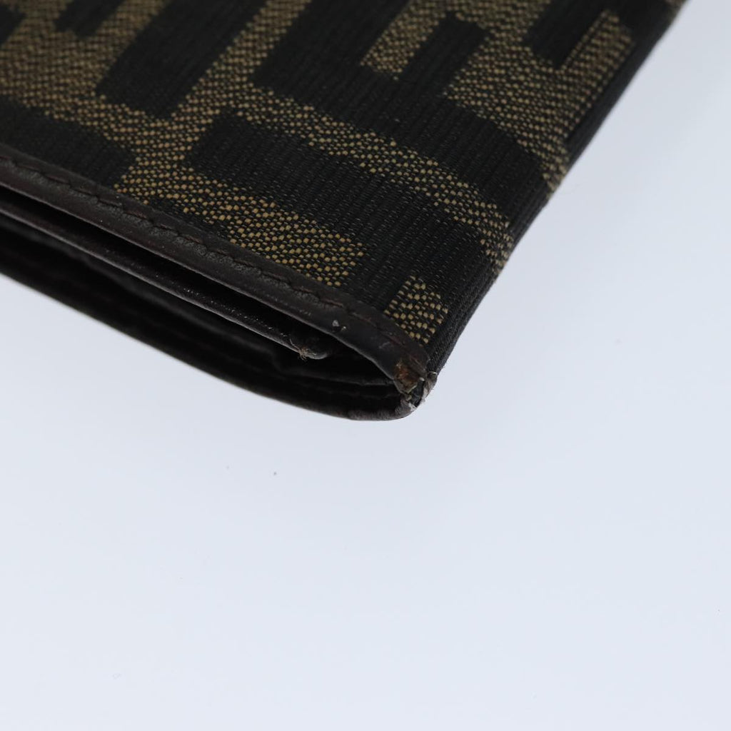 FENDI Zucca Canvas Wallet Black Brownyk12033