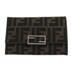 FENDI Zucca Canvas Wallet Black Brownyk12033