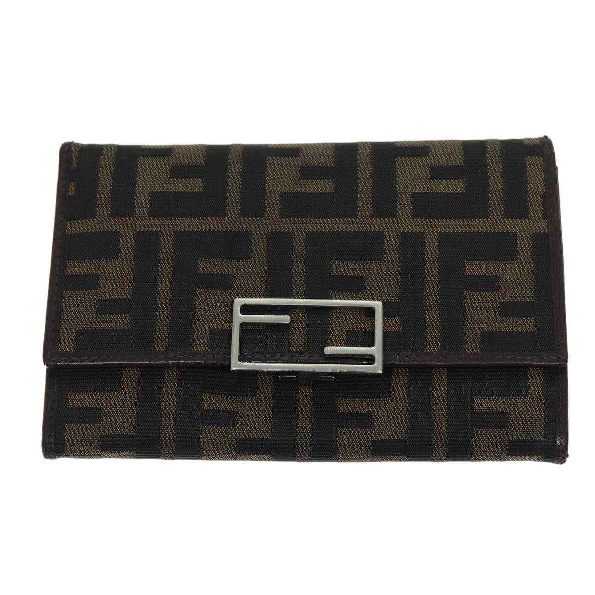 FENDI Zucca Canvas Wallet Black Brownyk12033