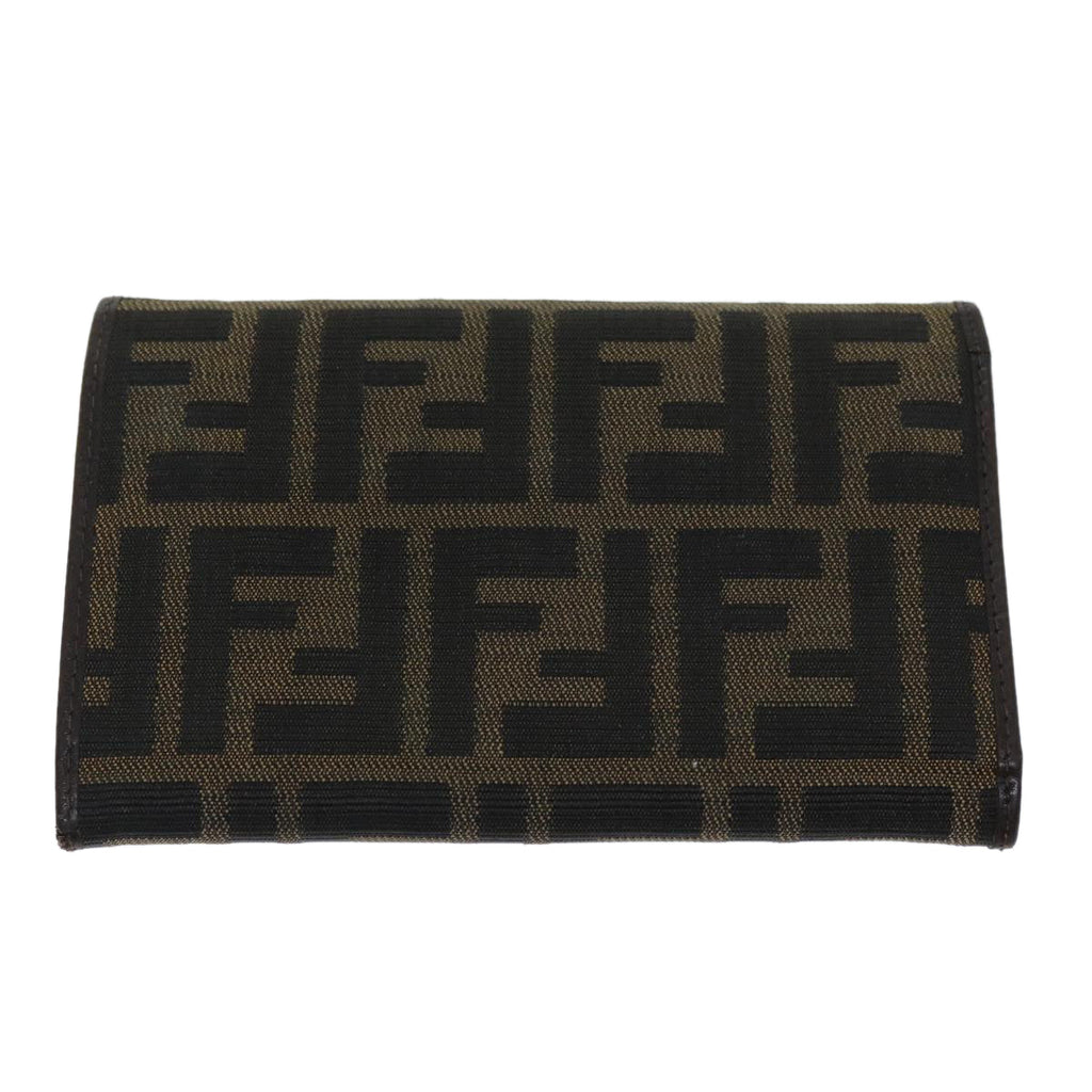 FENDI Zucca Canvas Wallet Black Brownyk12033