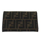 FENDI Zucca Canvas Wallet Black Brownyk12033