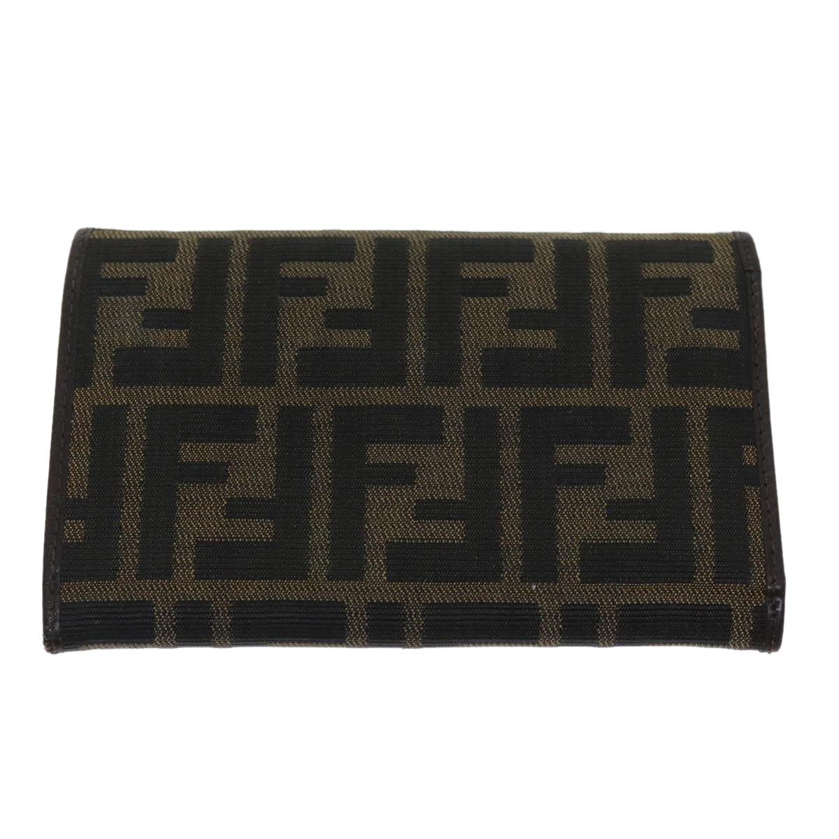FENDI Zucca Canvas Wallet Black Brownyk12033