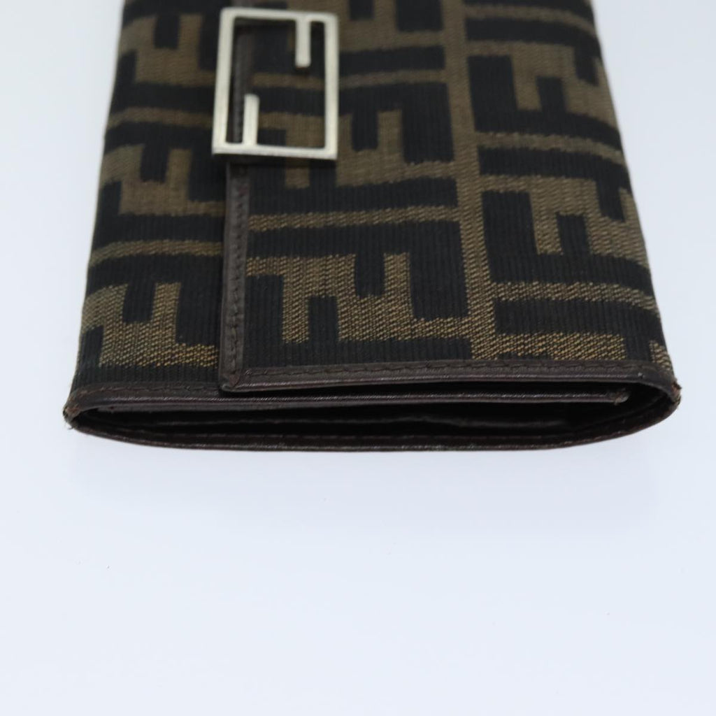 FENDI Zucca Canvas Wallet Black Brownyk12033