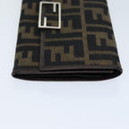 FENDI Zucca Canvas Wallet Black Brownyk12033