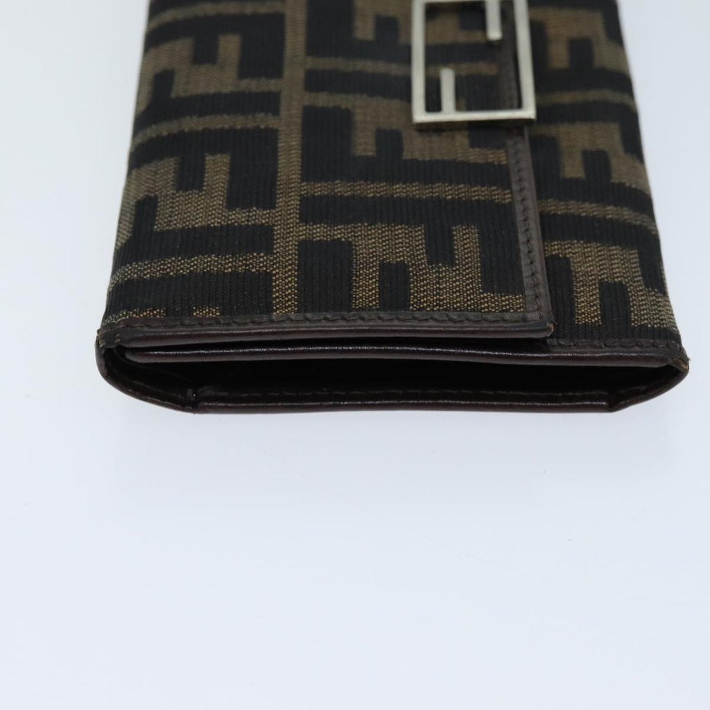 FENDI Zucca Canvas Wallet Black Brownyk12033
